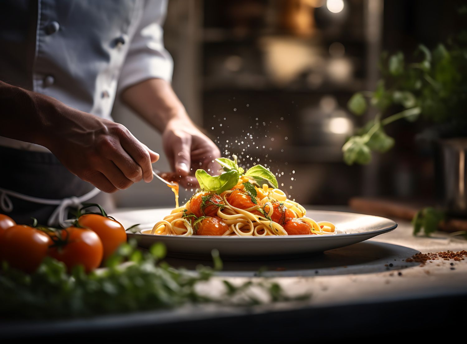 Chef-working-in-front-of-clients