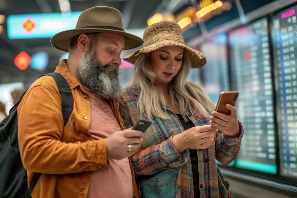 tourists at the airport